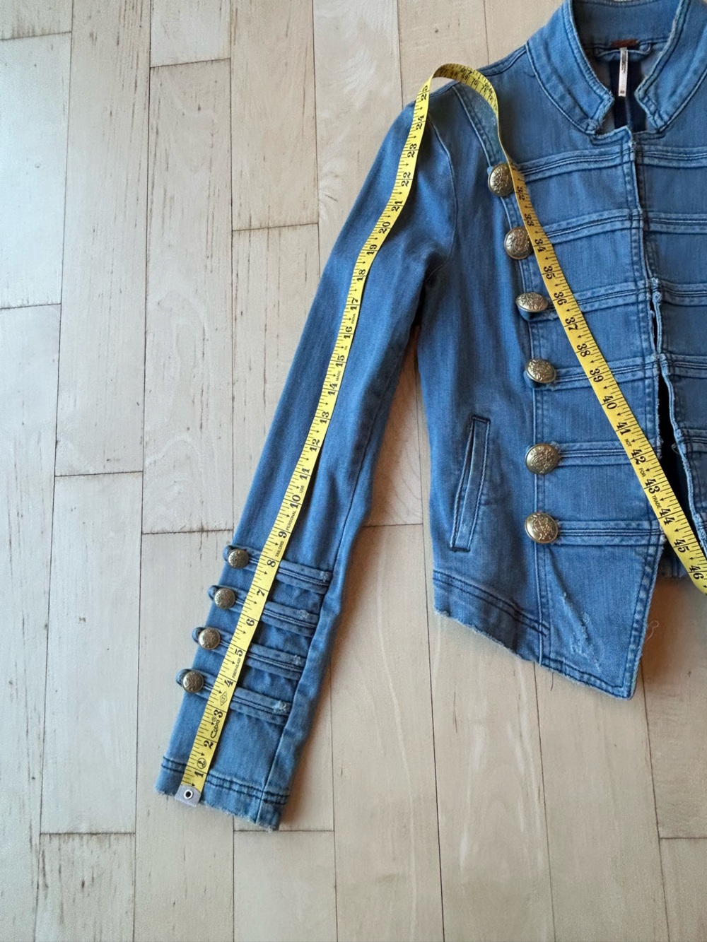 Free People Light Blue Denim Military Jacket Size XS - Picture 14 of 16
